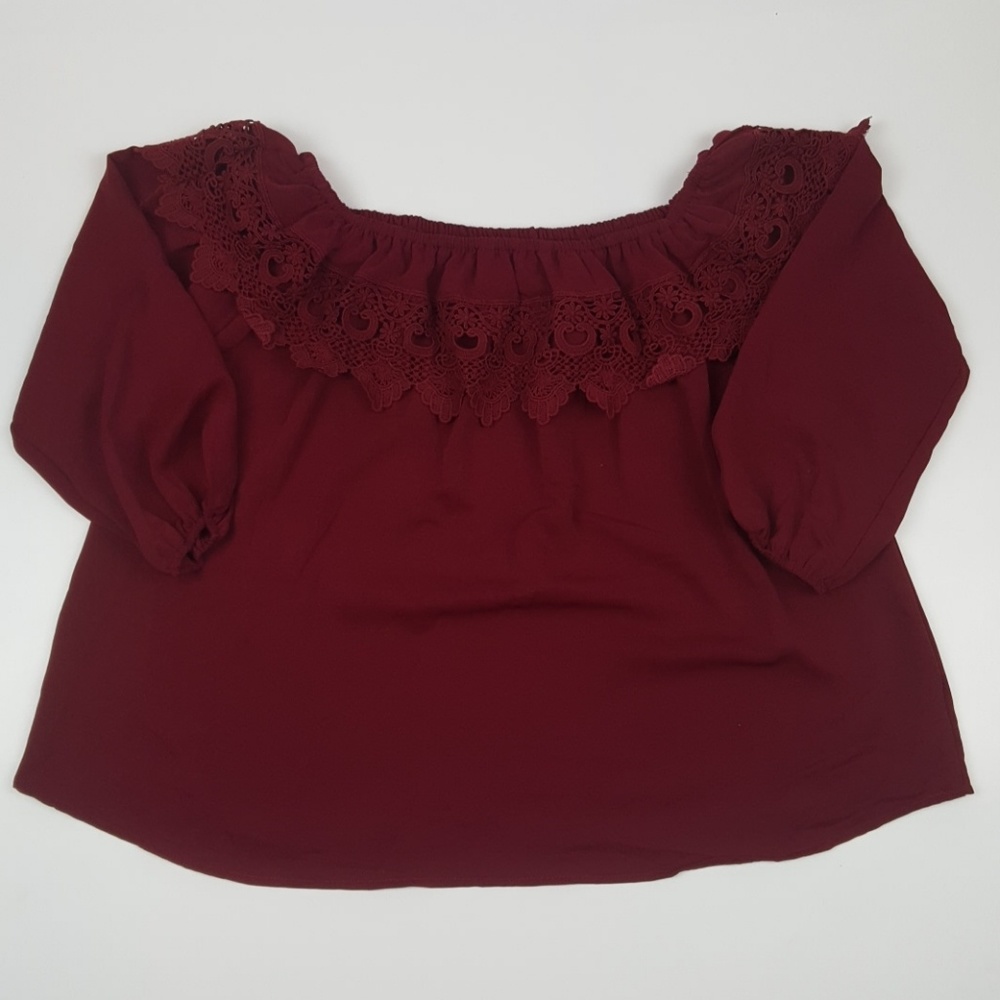 Wine Lace Cold Shoulder Top {Maybe Wang}